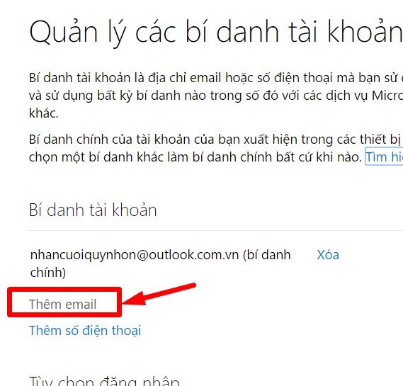 Thêm Email Ảo trong Outlook