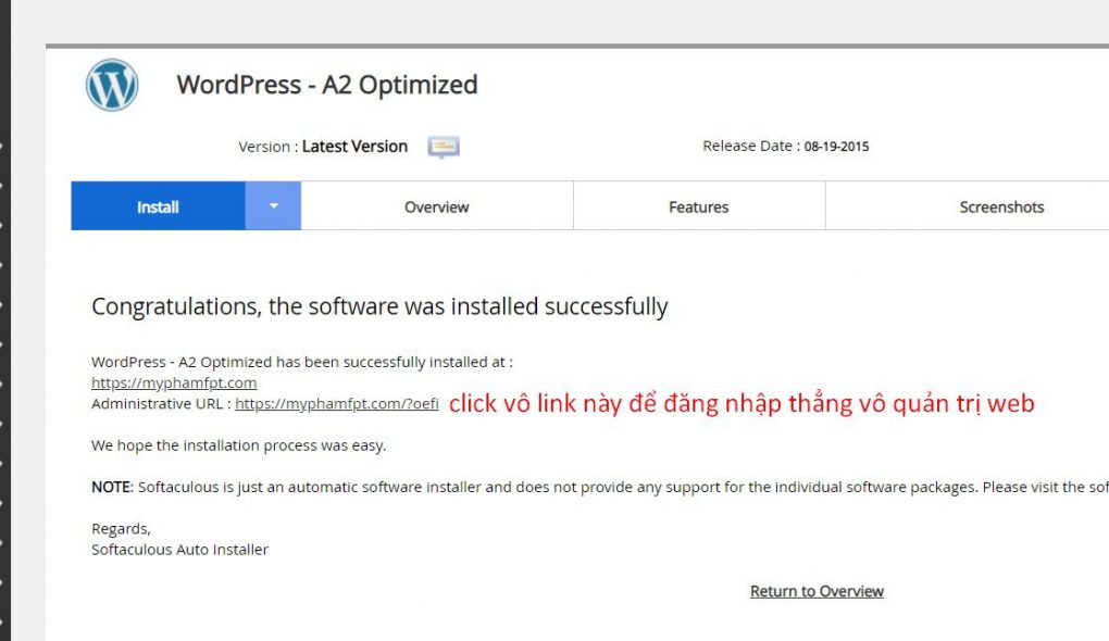 Bạn click vô link admin để vào phần quản trị website.