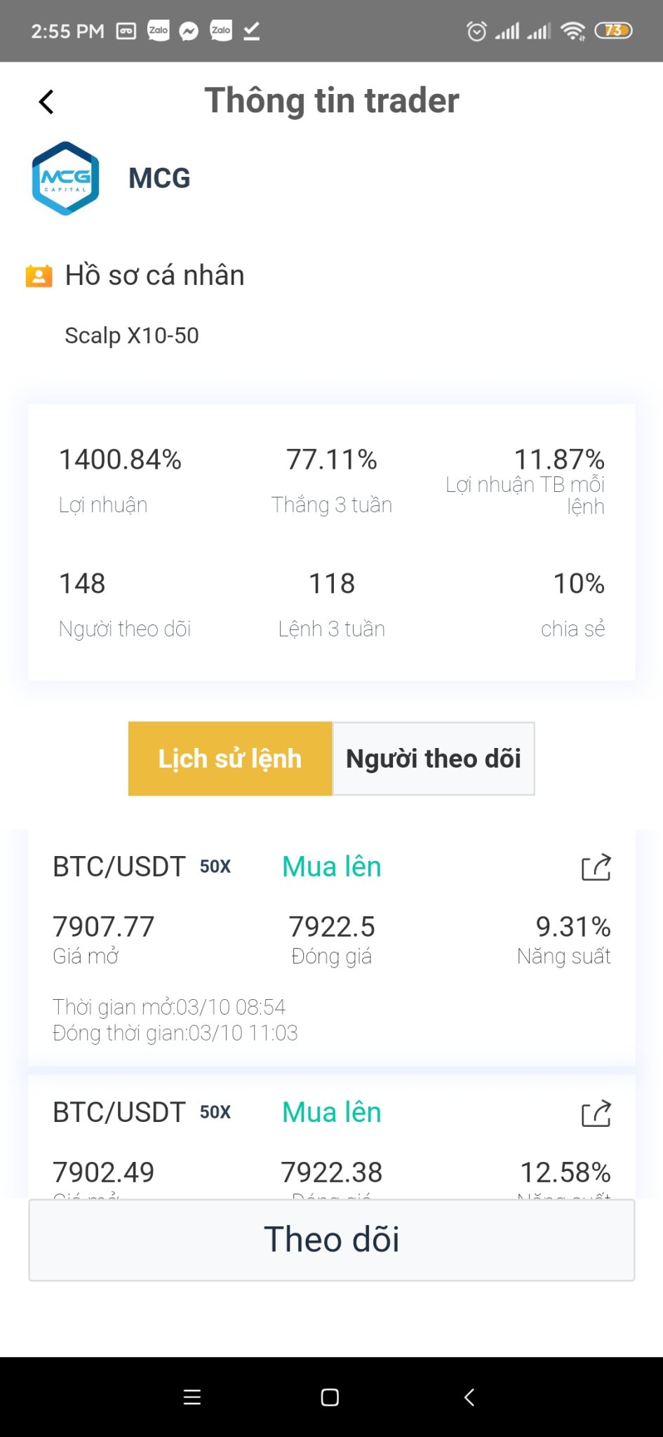 xem thông tin trader
