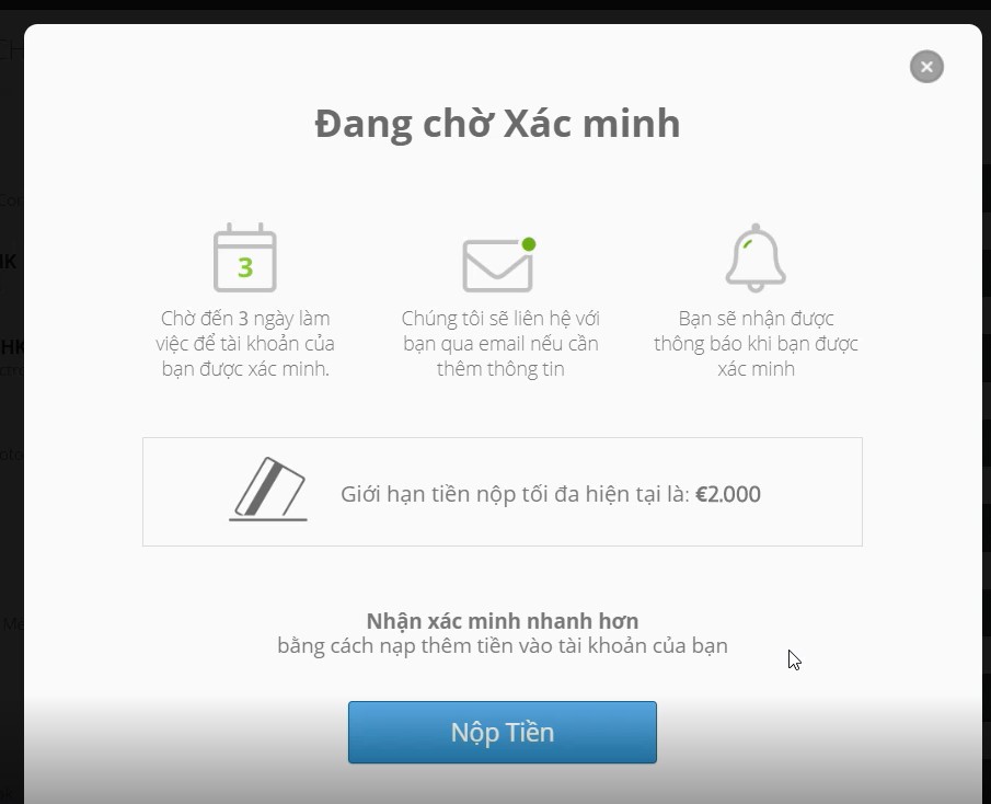 Chờ xác minh etoro