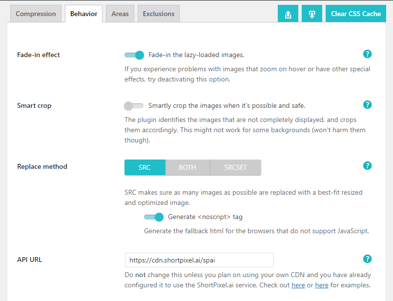 Cấu hình Behavior Tab