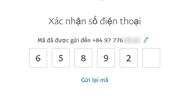 Nhập mã xác nhận